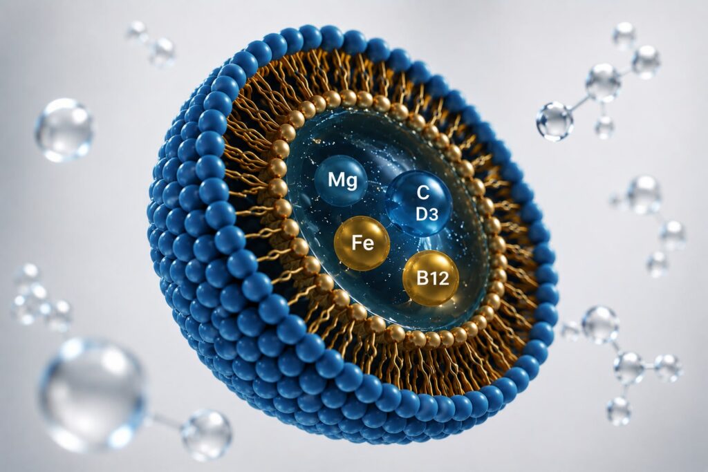 Prikaz liposoma s vitaminima i mineralima
